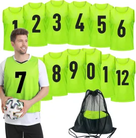 12 Pack Team Pinnies Scrimmage Vests Practice Jersey for Men Pennies for Sports Soccer Jerseys for Adult Youth