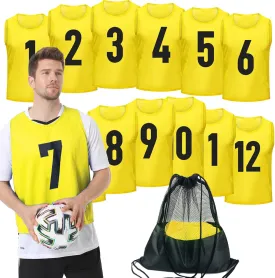 12 Pack Team Pinnies Scrimmage Vests Practice Jersey for Men Pennies for Sports Soccer Jerseys for Adult Youth