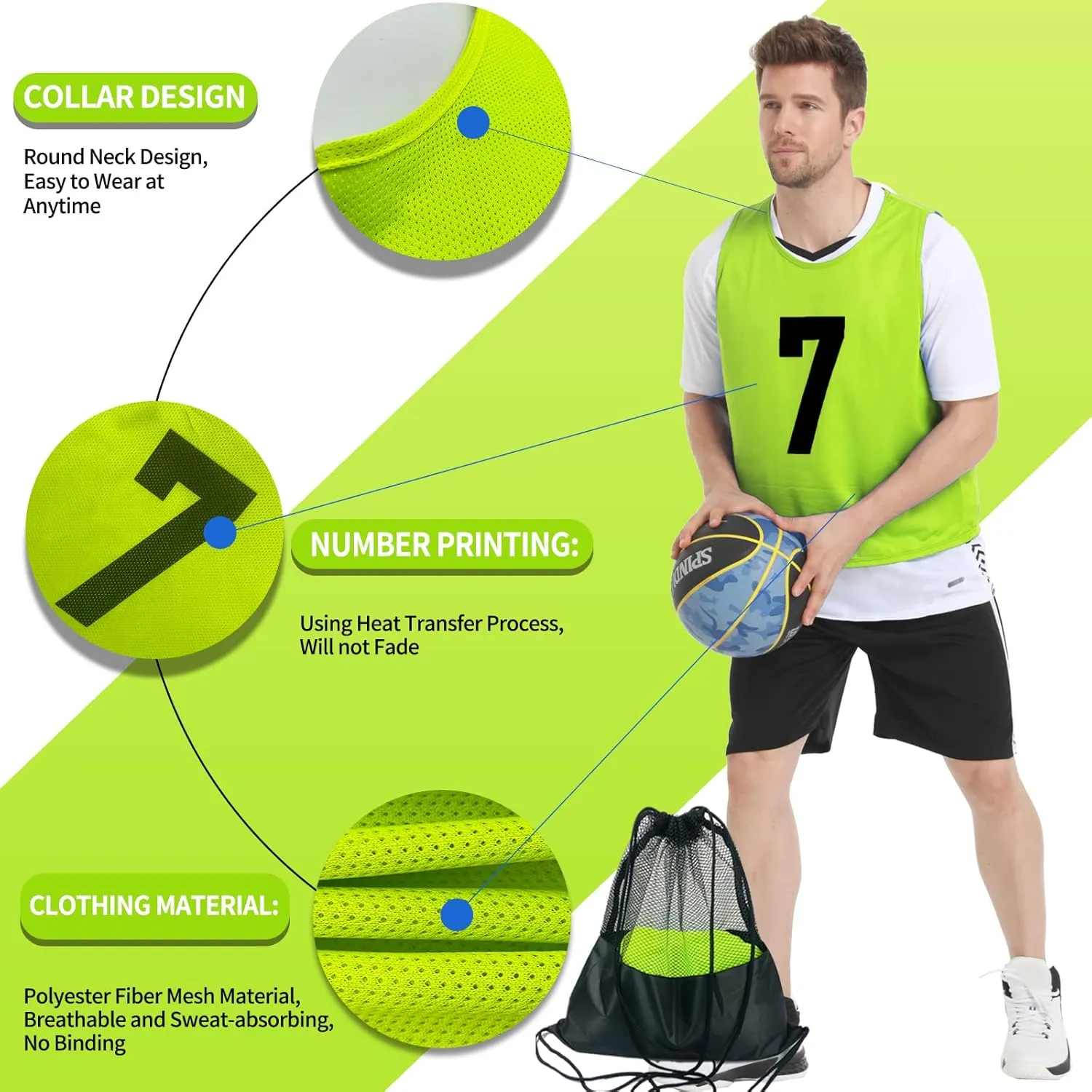 12 Pack Team Pinnies Scrimmage Vests Practice Jersey for Men Pennies for Sports Soccer Jerseys for Adult Youth