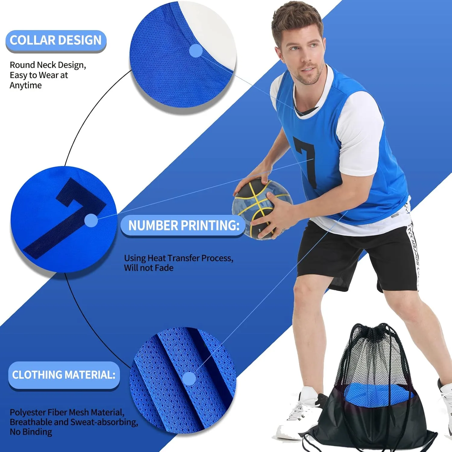 12 Pack Team Pinnies Scrimmage Vests Practice Jersey for Men Pennies for Sports Soccer Jerseys for Adult Youth