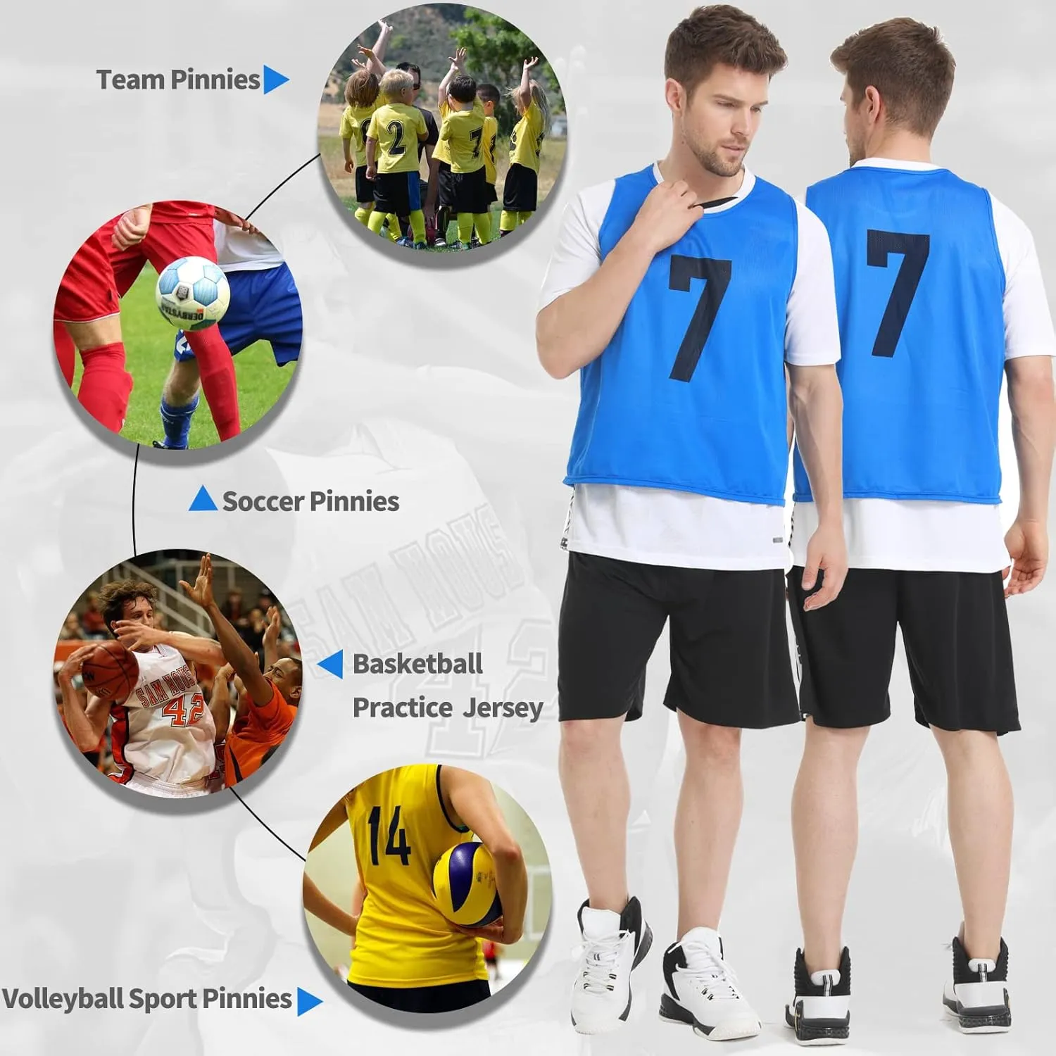 12 Pack Team Pinnies Scrimmage Vests Practice Jersey for Men Pennies for Sports Soccer Jerseys for Adult Youth