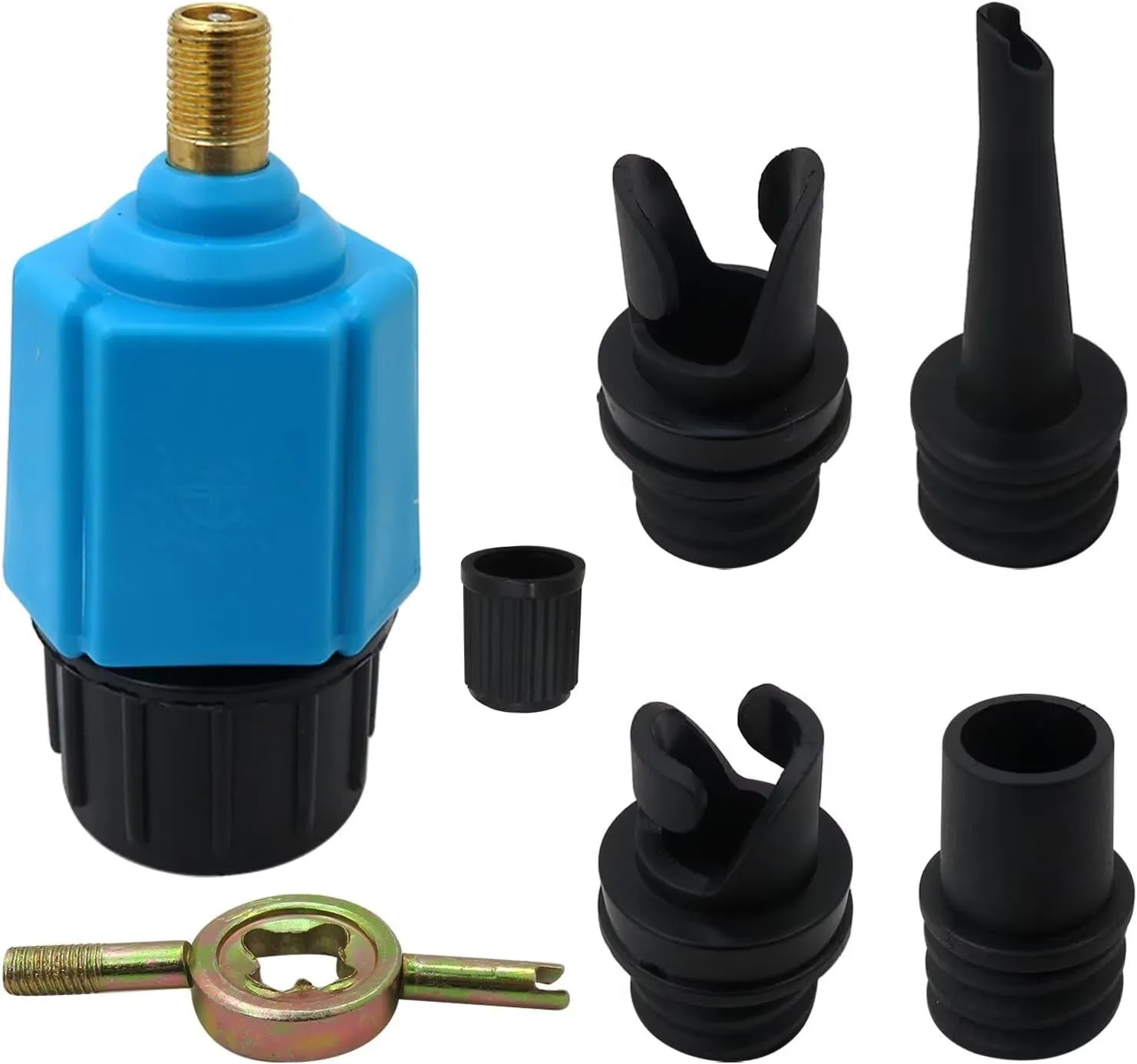 2025 New Inflatable Pump Air Valve Converter with 4 Air Valve Nozzles for Inflatable Boat, Stand Up Paddle Board, Inflatable Bed