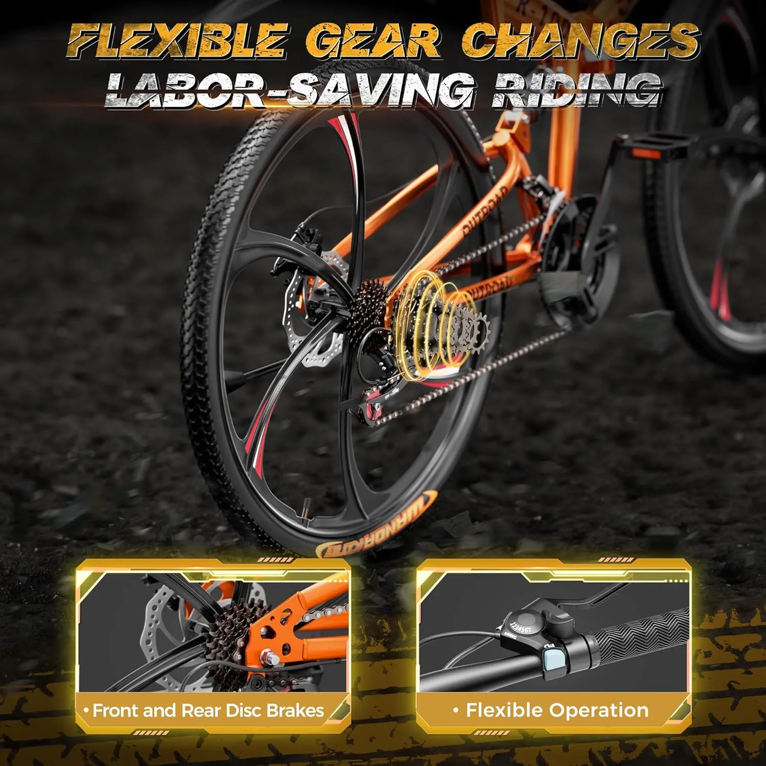 26 Inch Adult Folding Mountain Bike, 21 Speed Foldable Bicycle with Full Suspension, Dual Disc Brake, High Carbon Steel Frame, Folding Bikes for Men/Women/Teen
