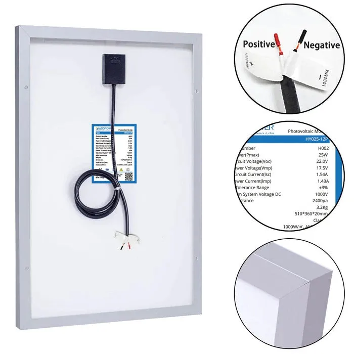 ACOPower 35W 12V Solar Charger Kit | 5A Charge Controller with Alligator Clips