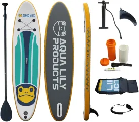 Aqua Lily Premium Inflatable Stand Up Paddle Board (Supports 400 Pounds) with SUP Accessories & Carry Bag | Wide Stance, Non-Slip Deck, Leash, Paddle & Pump, 109 x 32 x 6