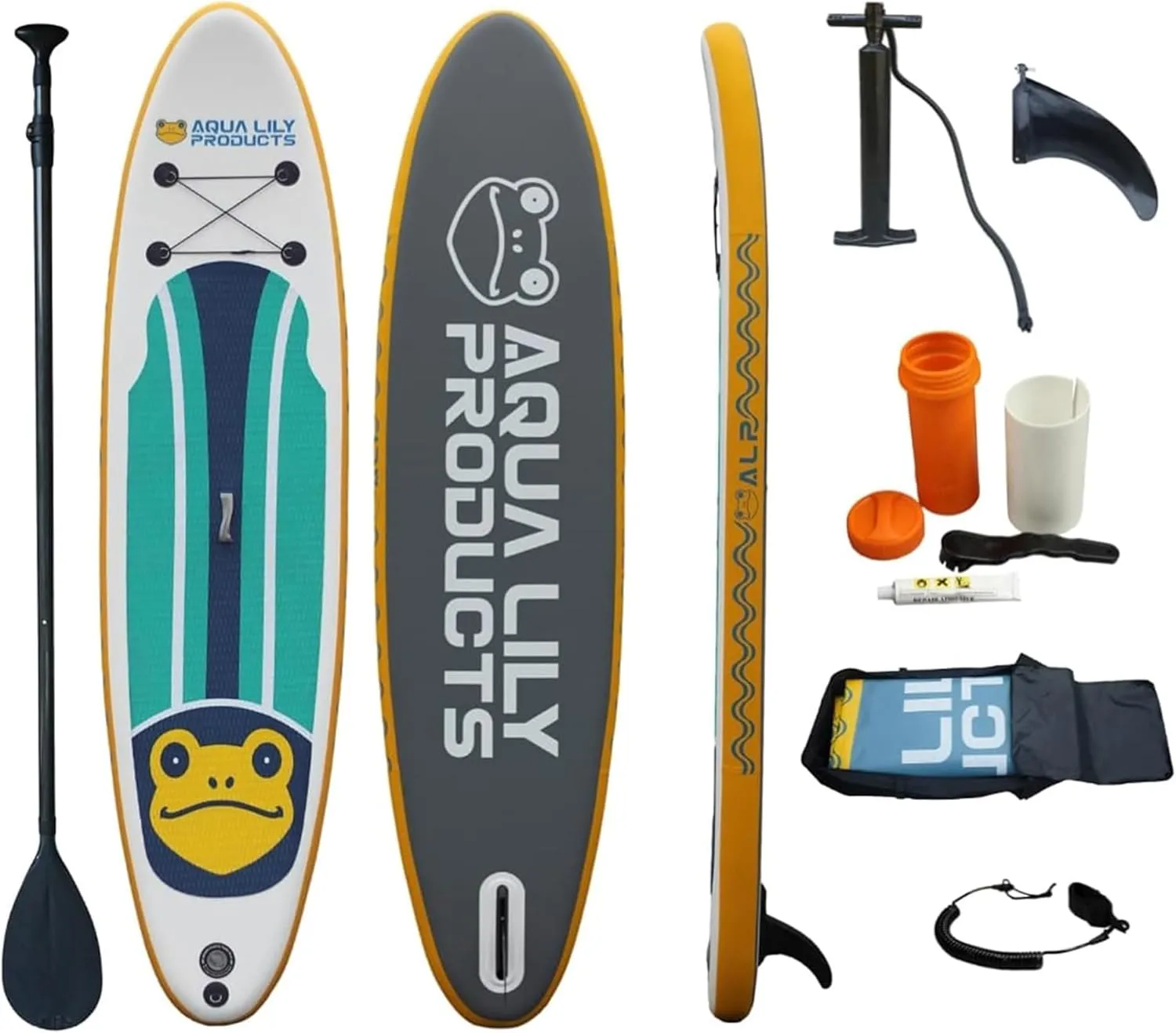 Aqua Lily Premium Inflatable Stand Up Paddle Board (Supports 400 Pounds) with SUP Accessories & Carry Bag | Wide Stance, Non-Slip Deck, Leash, Paddle & Pump, 109 x 32 x 6