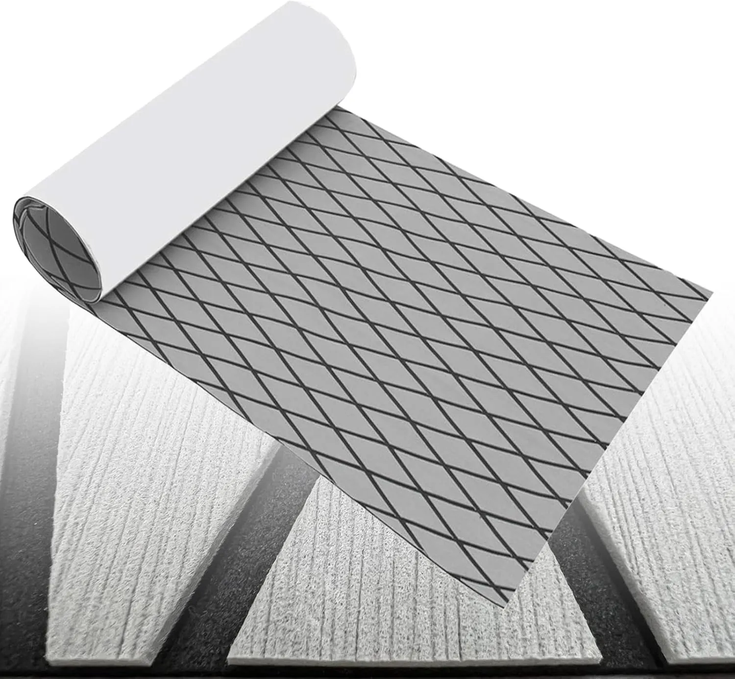 Boat Flooring Mat EVA Foam Boat Decking Marine Carpet Faux Teak Sea Decking Sheet Non-Slip Self-Adhesive Flooring Material for Boats Pontoon Yacht Surfboard Swim Platform RV Floor 74.8"27.5"