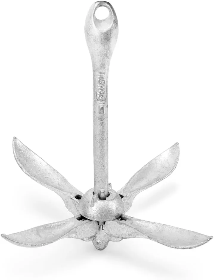 Crown Sporting Goods Galvanized Folding Grapnel Boat Anchor - Collapsible Spike Hook for Shallow Water - Boating Accessories for Kayaks, Canoes, Paddle Boards, & Small Watercrafts