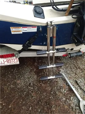 Dock Boat Ladders 3 Steps Diver/Swimmer Boat Ladder, Dual Vertical Telescoping Tube Stainless Steel Marine Boat Ladder, Heavy Duty Marine Ladder, Stern Mount