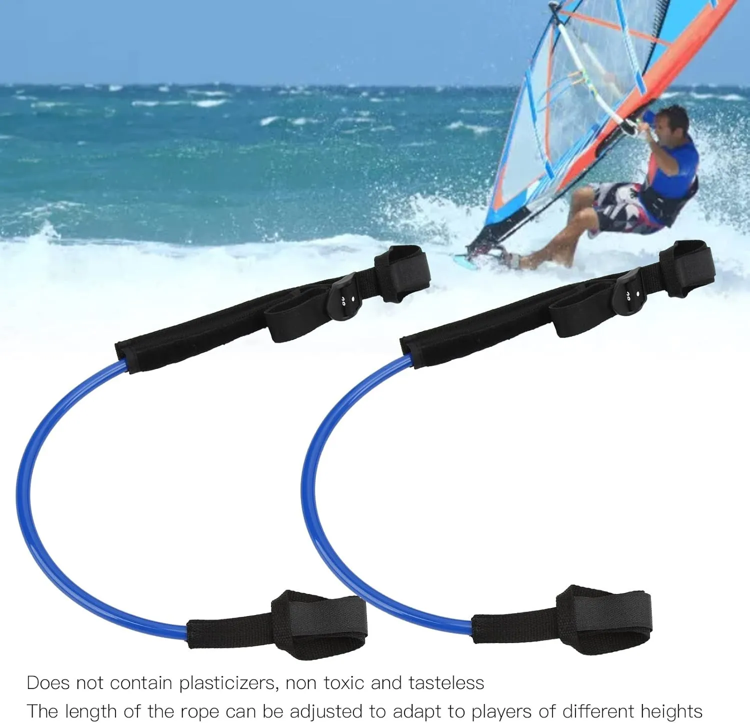 EVTSCAN 1 Pair Adjustable Surf Board Leashes, 22 to 28 Inch, 10 mm TPU Strap for Shortboard, Skimboard, Fishboard, Longboard, Paddleboard, SUP Replacement Leg Rope