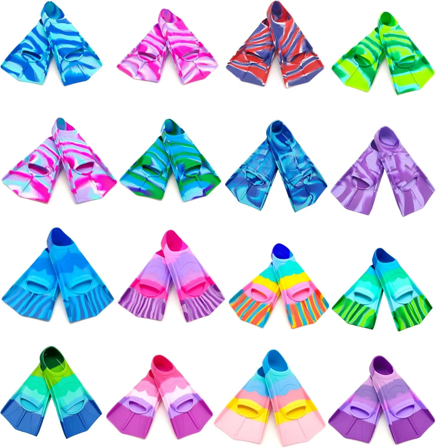 Fadgesy Swimming Training Fins,Comfortable Silicone Flippers for Swimming and Diving,Size Suitable Kids Girls Boys Adult
