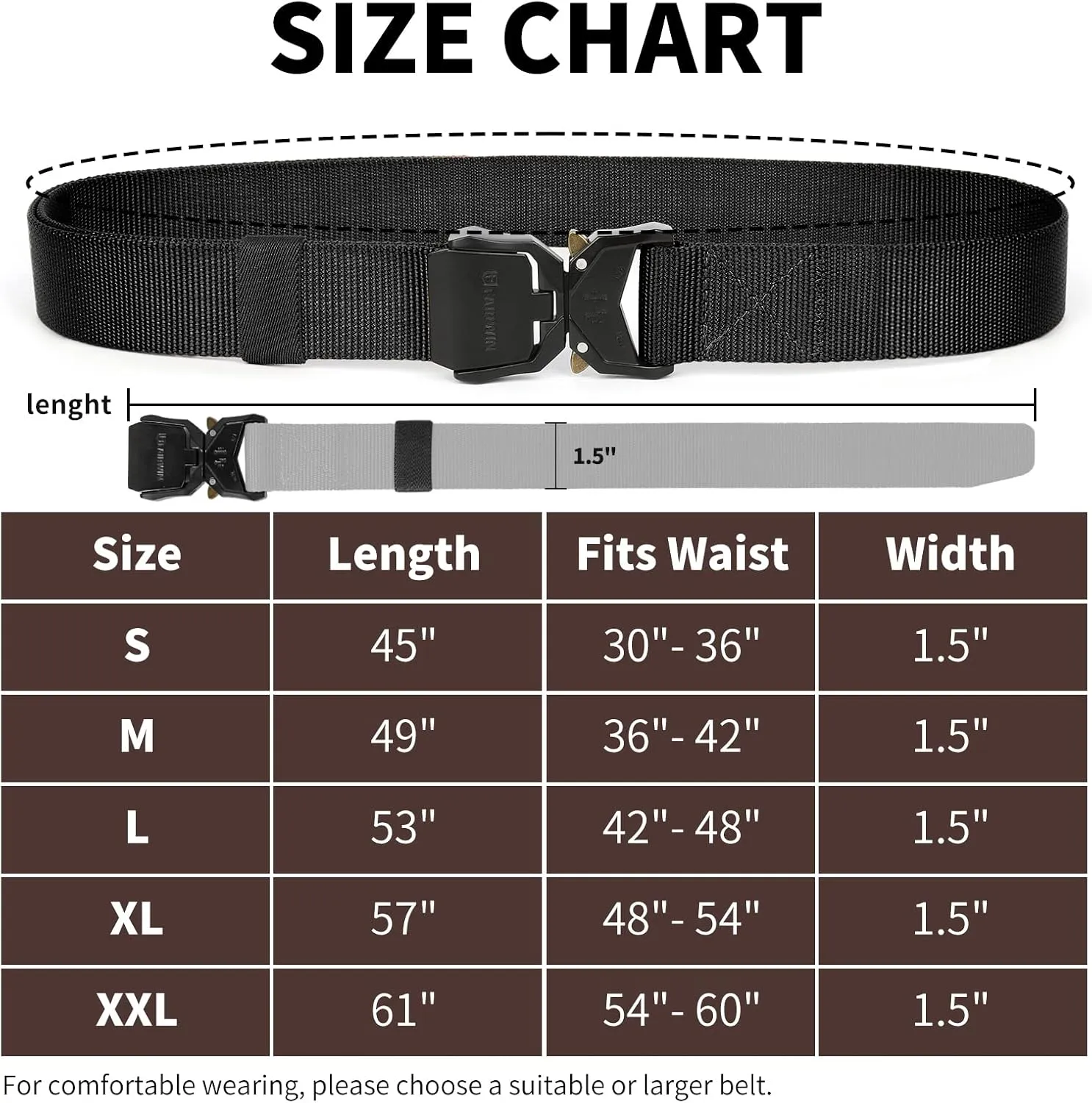 FAIRWIN Tactical Belt, Military Style Webbing Riggers Web Gun Belt with Heavy-Duty Quick-Release Metal Buckle