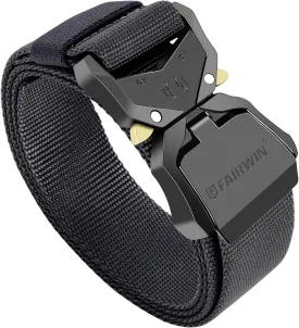 FAIRWIN Tactical Belt, Military Style Webbing Riggers Web Gun Belt with Heavy-Duty Quick-Release Metal Buckle