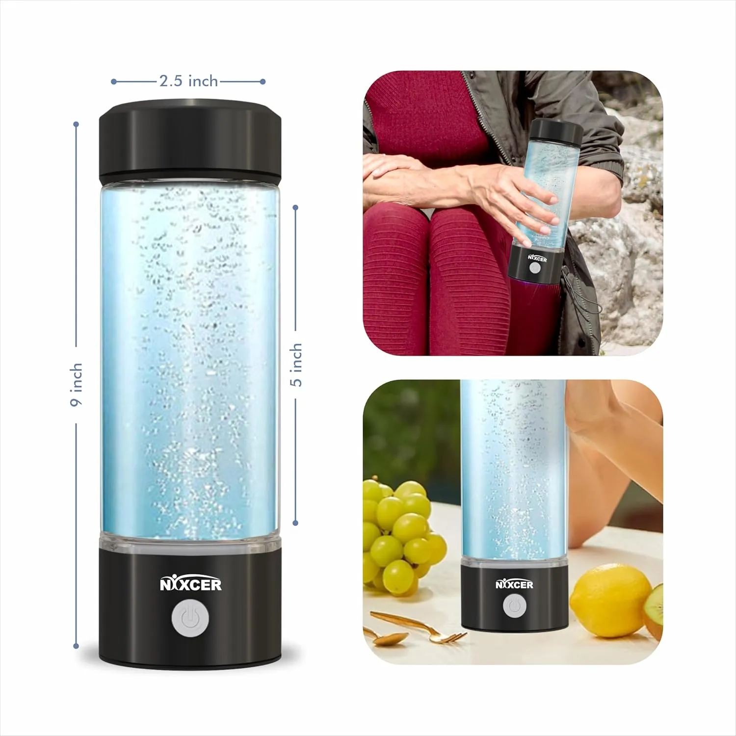 Hydrogen Water Bottle Generator - 3 Min SPE PEM Tech, 2025 Model, 420ML Portable Hydro Water Bottle Machine for Travel, Wellness & Recovery, Ideal for Kids, Men & Women (Black)