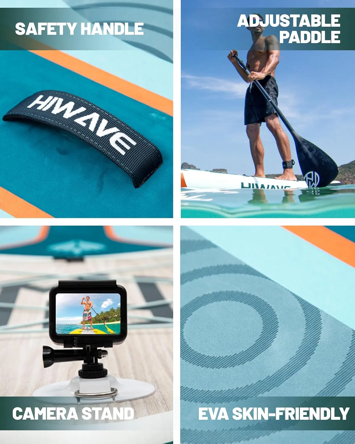 Inflatable Paddle Board 11 '* 34 "* 6" Extra Wide Sup Board, 450lb Capicity Paddle Board for Adults, Suitable for Sea and Lakes, 2 1Family Board