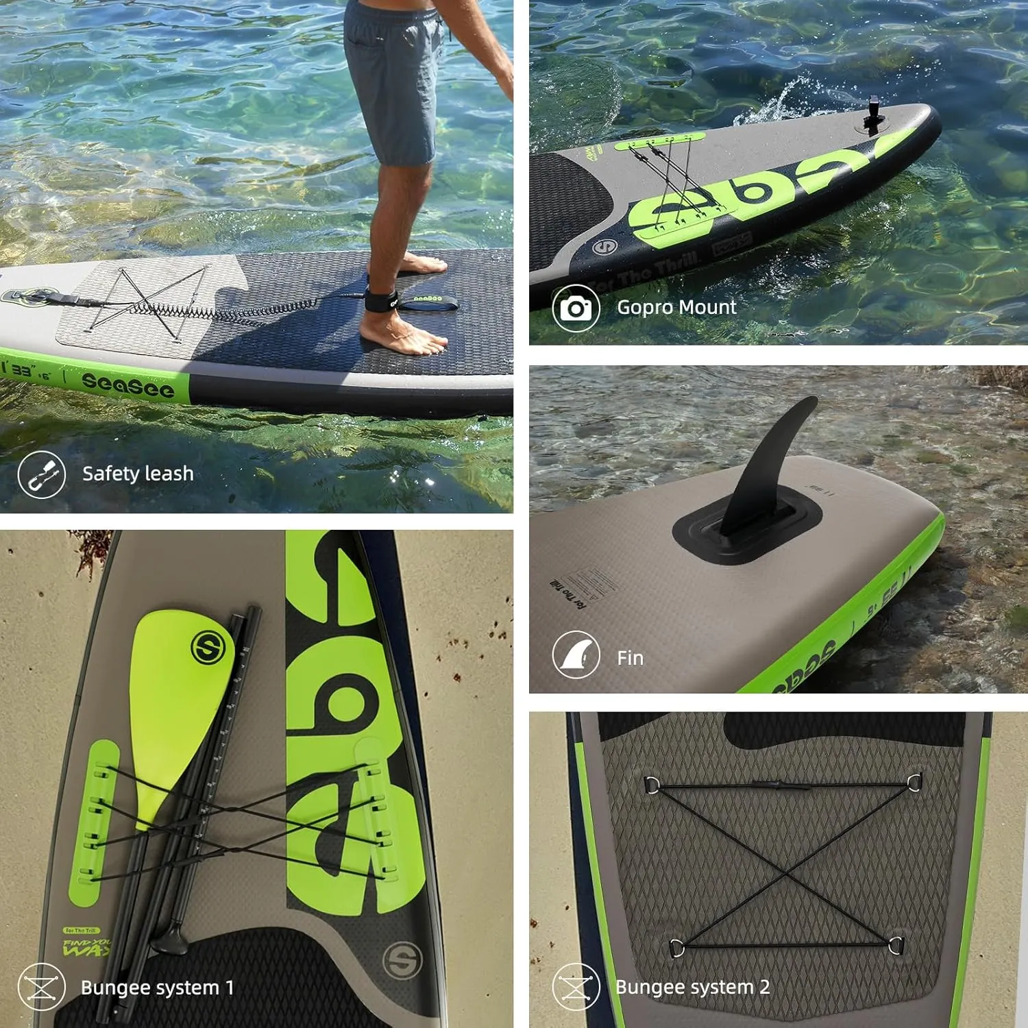 Inflatable Stand Up Paddle Board Includes Paddle, Dual Action Pump, and Accessories 11ft Lightweight iSUP, 33"*6" Wide Stable Design, Anti-Slip EVA Deck, Paddle Board for Adults