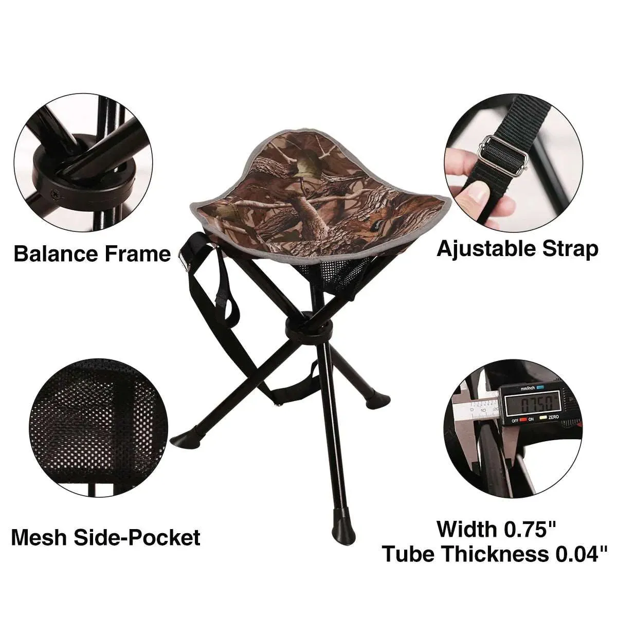 Lightweight 3 Legged Tripod Camp Stool