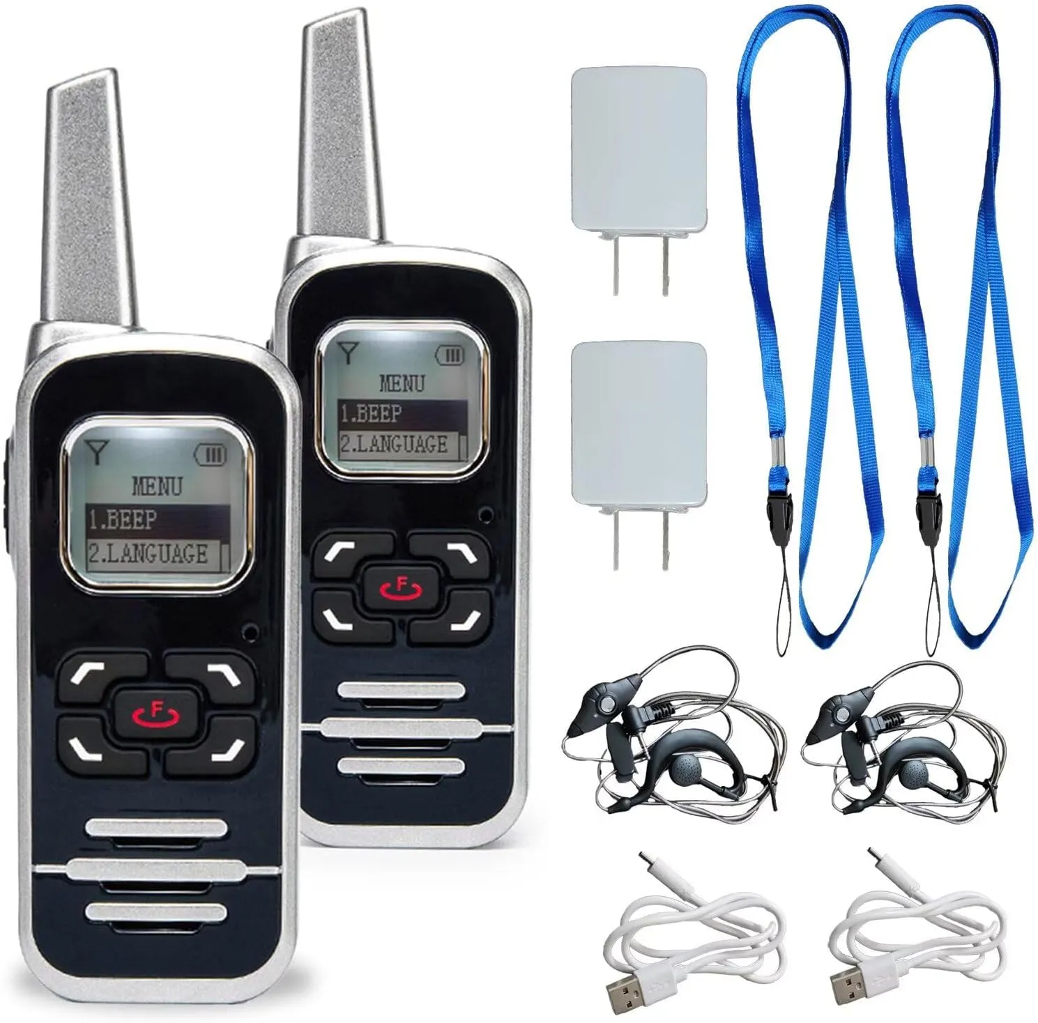 M6P Mini Walkie Talkies,1100mAh Battery Rechargeable,128 Channels,Long Range Walkie Talkies with FM Radio Function,LCD Display,Portable Two Way Radio for Trip Camping Hiking Workplace,2 Pack