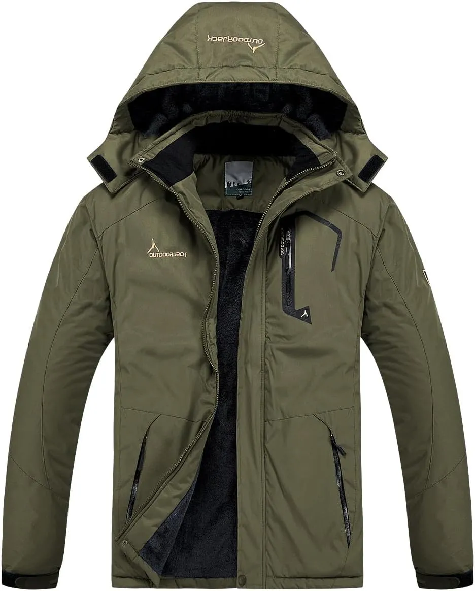 MANSDOUR Men's Snow Ski Hiking Jacket Waterproof Warm Fleece Winter Outdoor Snowboard Windbreaker Hooded Coat