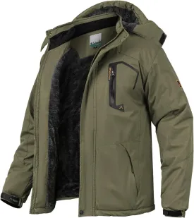 MANSDOUR Men's Snow Ski Hiking Jacket Waterproof Warm Fleece Winter Outdoor Snowboard Windbreaker Hooded Coat