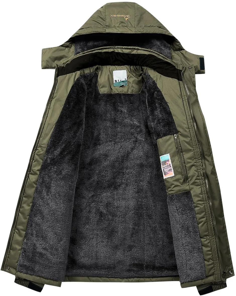 MANSDOUR Men's Snow Ski Hiking Jacket Waterproof Warm Fleece Winter Outdoor Snowboard Windbreaker Hooded Coat