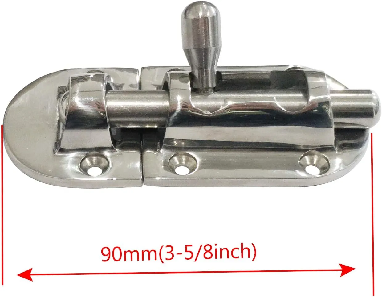 Marine 316 Stainless Steel Heavy Duty 3-5/8 Inch Locker Latch Slide Barrel Bolt for Marine Boat Window/Door/Hatch/Cabinet