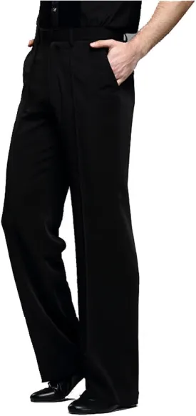Men Professional Black Straight with Pocket Belt Wide Latin Modern Square Practice Dance Pants
