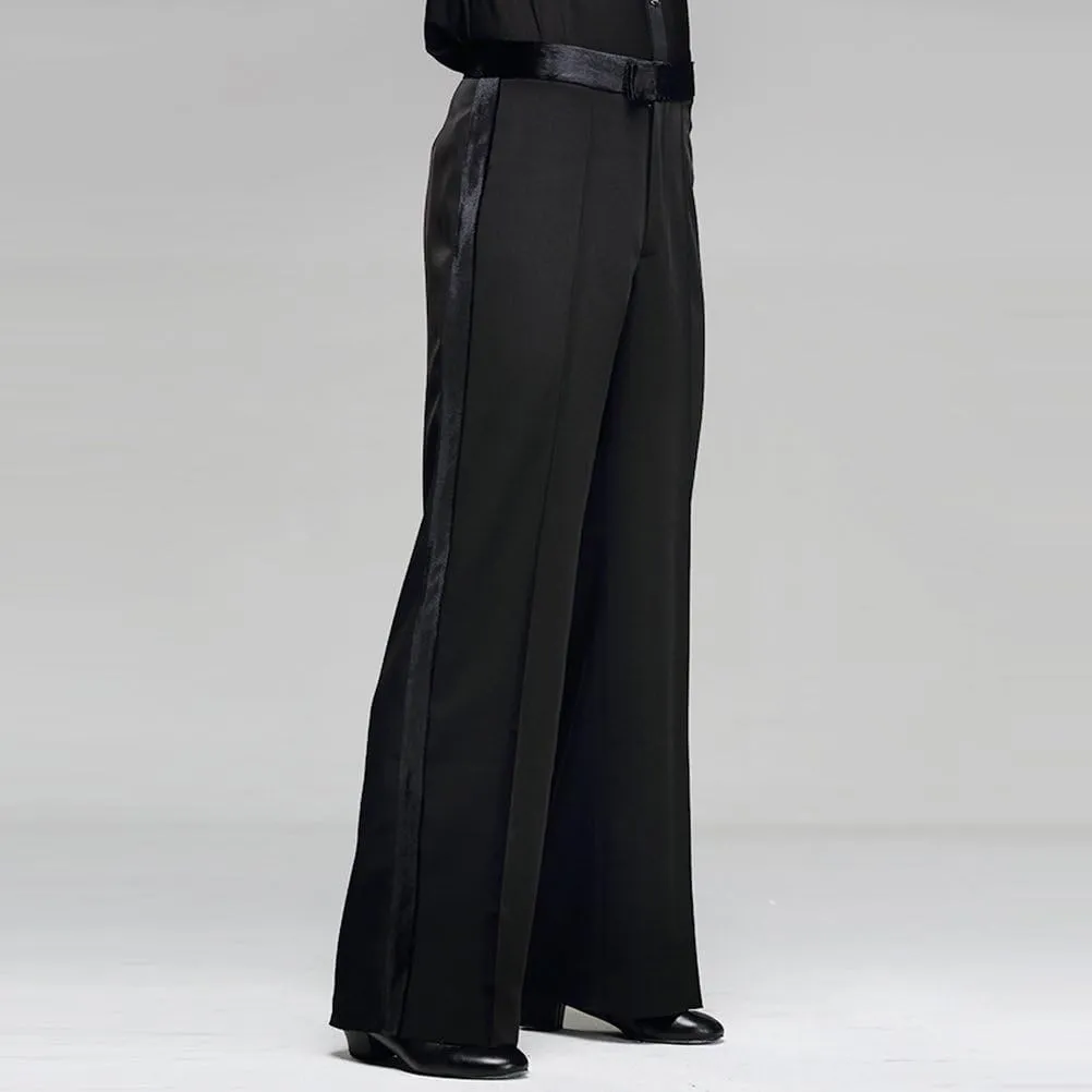Men Professional Sideband Elastic Band Wide Latin Modern Square Practice Dance Pants