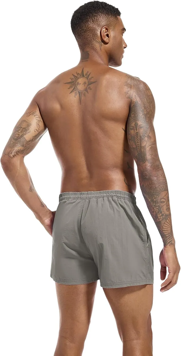 Men's Swim Trunk Quick Dry Solid 3"" in Inseam Swimwear Bathing Suit with Mesh Lining Beach Shorts