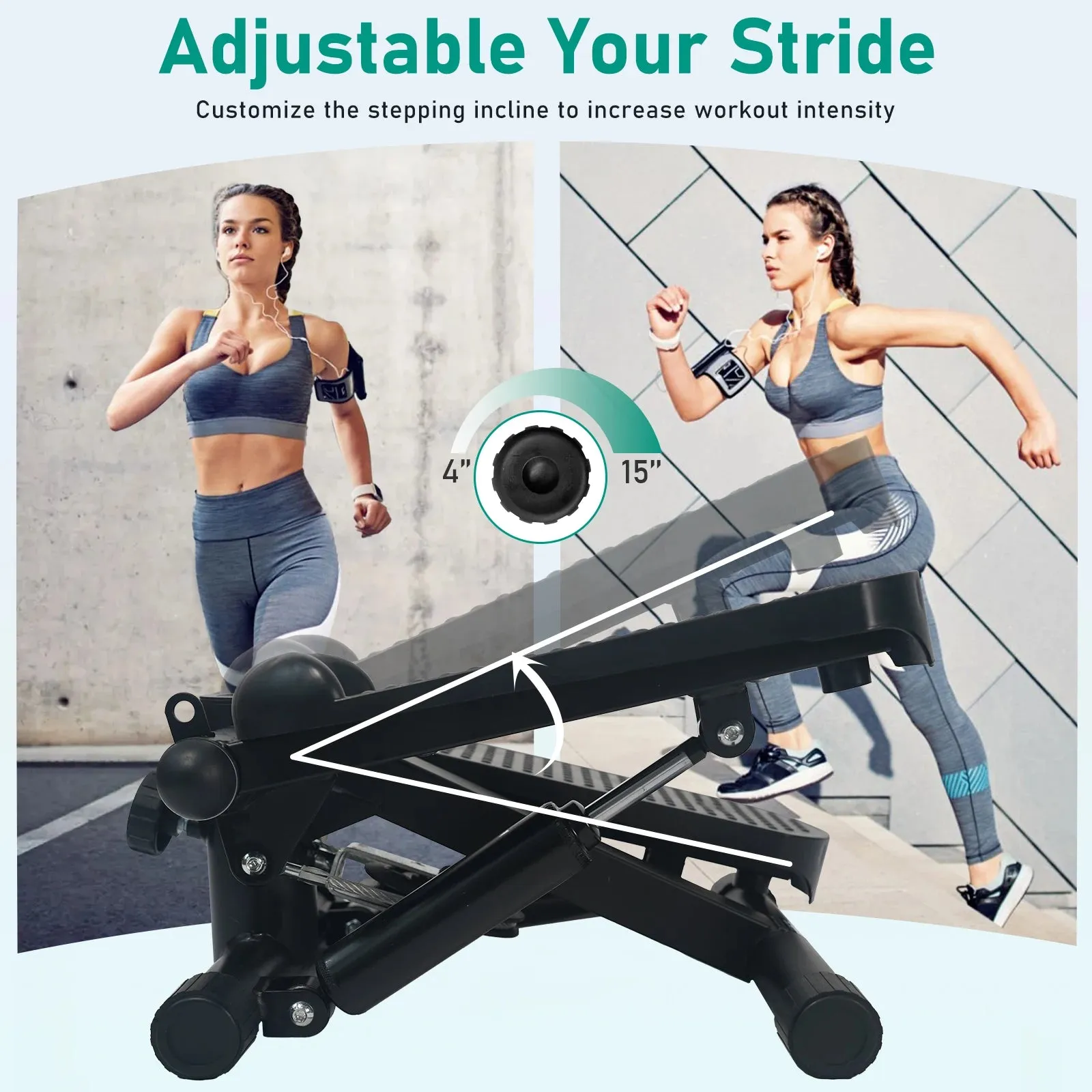 Mini Stair Stepper with LCD & Resistance Bands