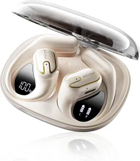 Open Ear Headphones Earbuds wireless - 5.4 Bluetooth Ear Buds with LED Digital Display IPX7 Waterproof, Wireless Headphones Touch Control Air Conduction Stereo Sound with 18.2mm Drivers 80H Playtime
