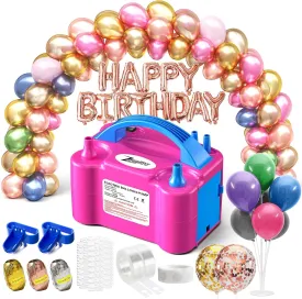 Portable Electric Balloon Pump - 110V 600W Dual Nozzle Balloon Inflator Pump with 113 AccessoriesIncluding Balloon, Balloon Arch Kit, Balloon Blower Air Pump Machine Decorations for Party