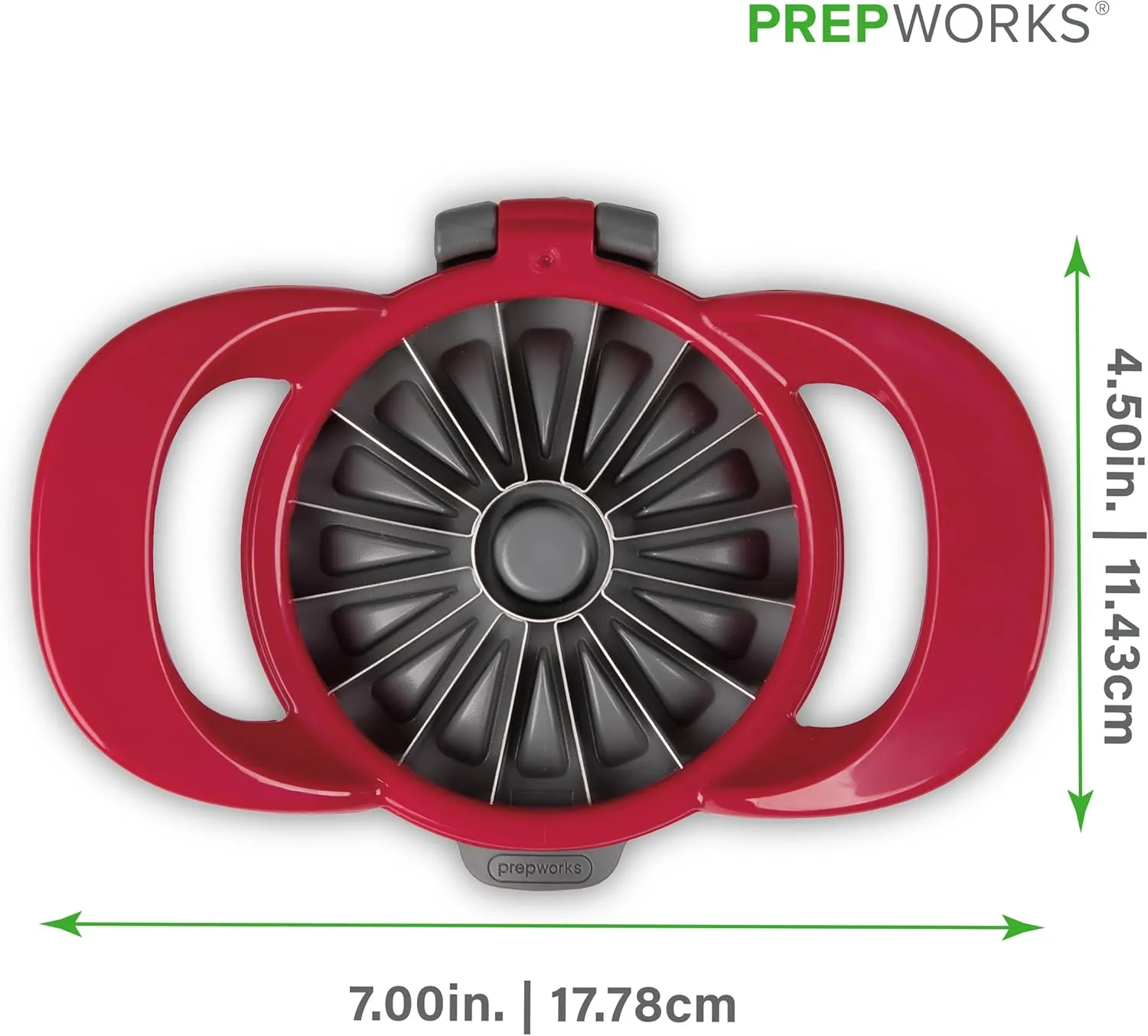 PrepWorks by Progressive Dishwasher Safe 16-Slice Thin Apple Slicer and Corer with Attached Safety Cover (Red)