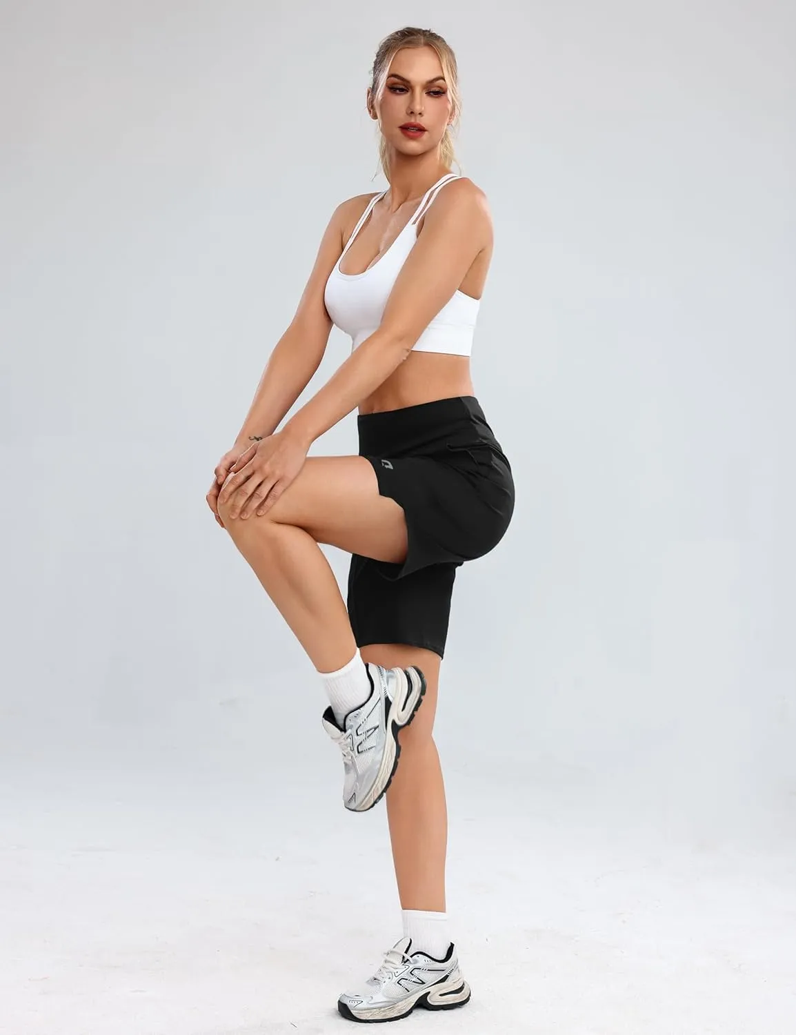 Quenteen Bermuda Shorts for Women 9" Knee Length Athletic Sweat Shorts High Waisted Yoga Jogger