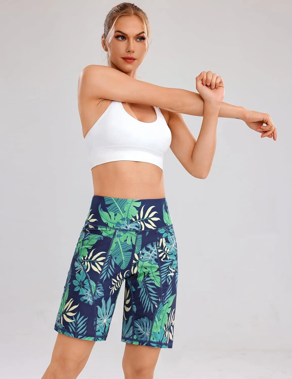 Quenteen Bermuda Shorts for Women 9" Knee Length Athletic Sweat Shorts High Waisted Yoga Jogger