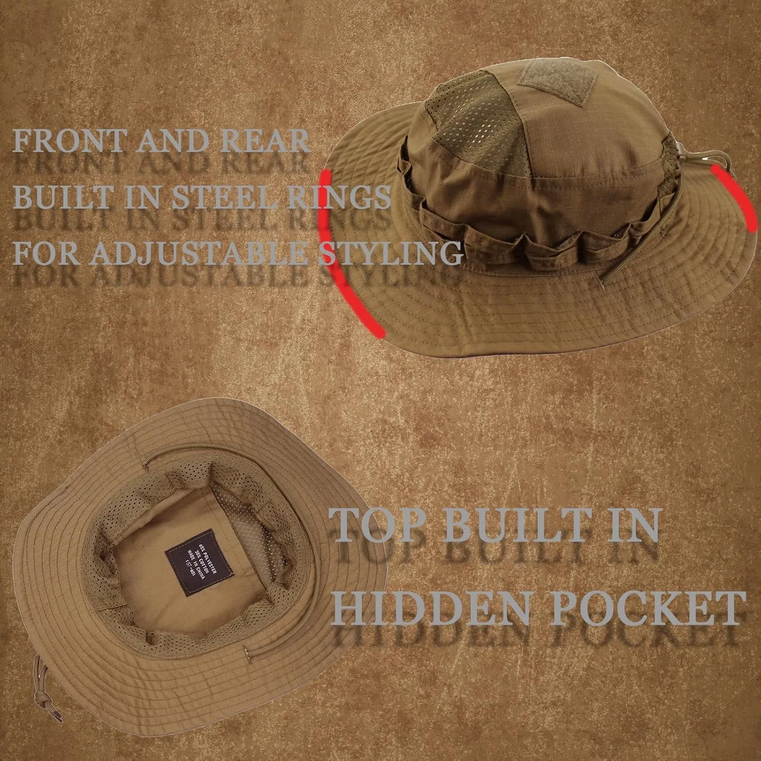 Sun Hat Breathable Boonie Hats for Men Women Fishing Safari Bucket Hat Cap Hunting Outdoor Hiking Camping