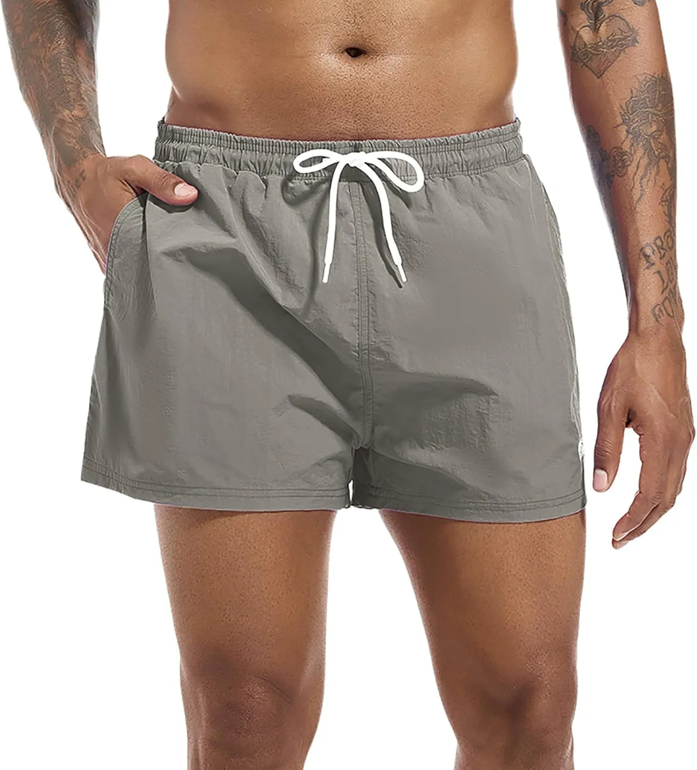 Swim Trunks Mens 3 Inch Mesh Liner Men's Swimwear Bathing Suit Short Swimming Trunks for Men Beach Shorts