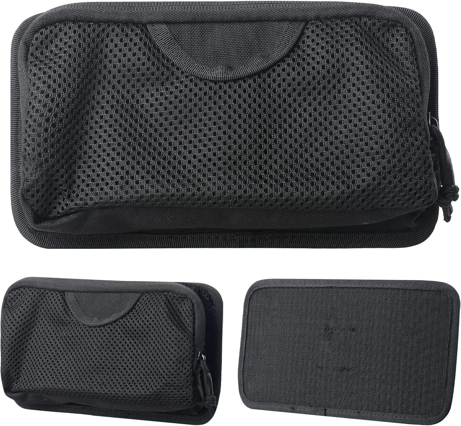 Tactical Mesh Zipper Pouch, Modular Insert Panel Organizer EDC Utility Storage Pocket with Hook-N-Loop Fasteners for Backpack Bag Accessories