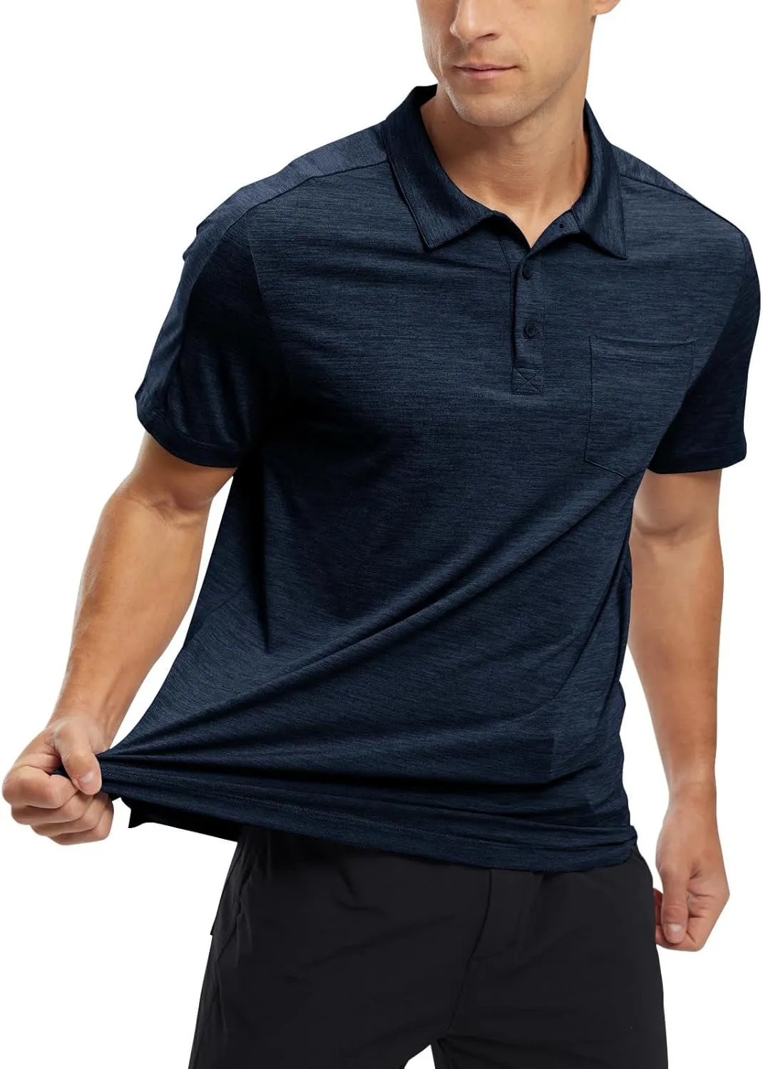 TBMPOY Men's Polo Shirts Short Sleeves with Pocket Lightweight Quick Dry Outdoor Casual Work Golf Sports Shirt
