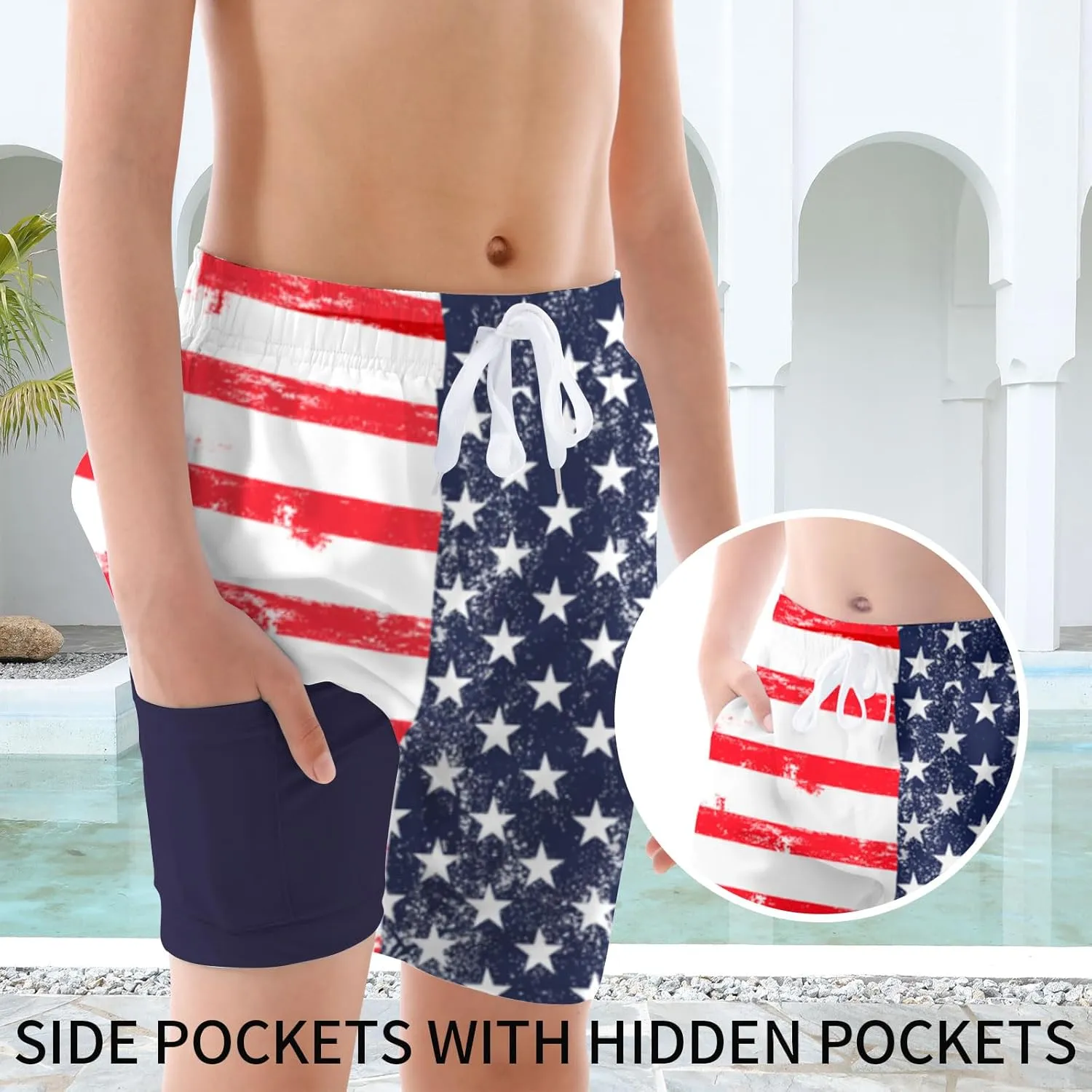 UNICOMIDEA Boys Swim Trunks Compression Liner Swimming Shorts Quick Dry Boxer Brief Swimwear 7-20 Years Bathing Suit
