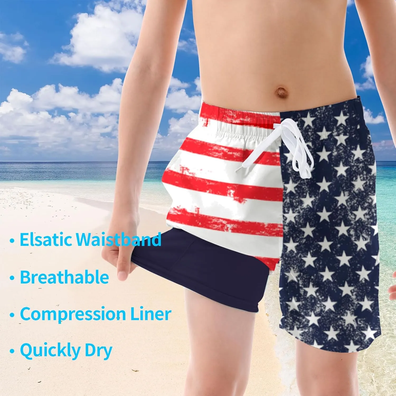 UNICOMIDEA Boys Swim Trunks Compression Liner Swimming Shorts Quick Dry Boxer Brief Swimwear 7-20 Years Bathing Suit