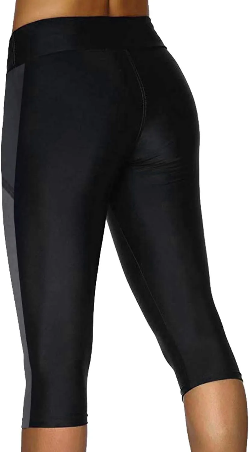 Urchics Womens Plus Size Rash Guard Capris High Waist Swimwear Bottoms Long Swim Shorts Tankini Bottom Swim Lengging