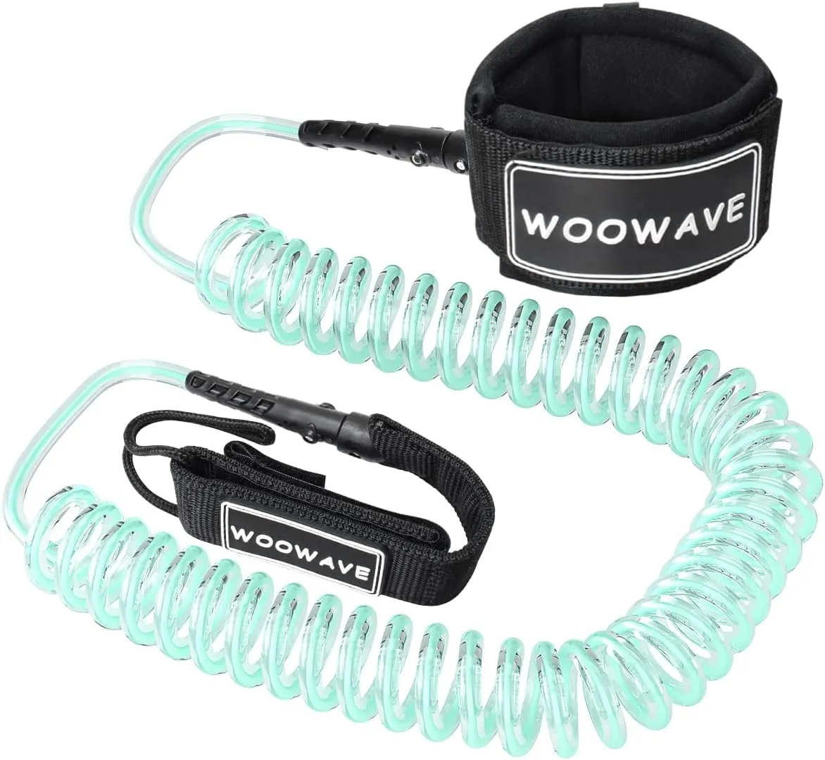 WOOWAVE SUP Leash Premium Stand Up Paddle Board Surfboard Leash Coiled 8/10 feet Stay on Board with Waterproof Wallet/Phone Case