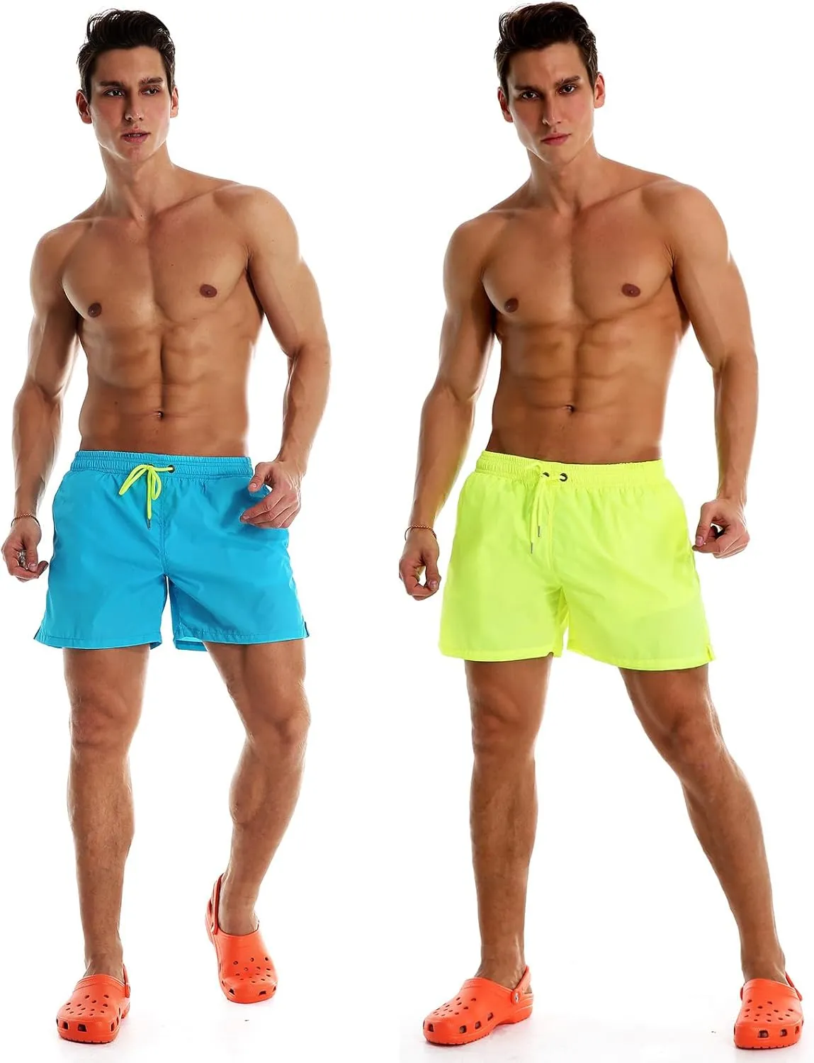 YnimioAOX 2 Pack Men's Swim Trunks Quick Dry Beach Shorts with Mesh Lining