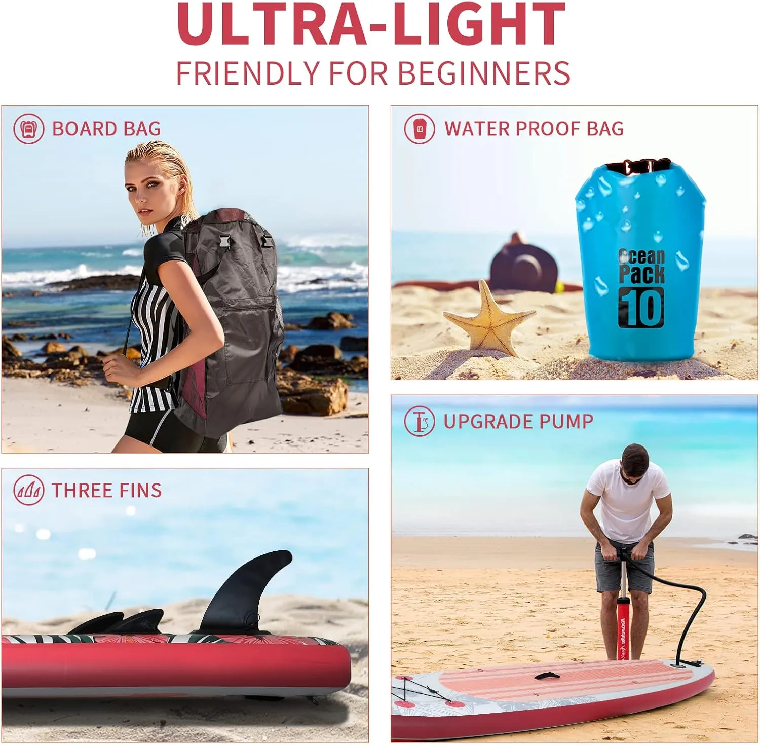 YUSING Inflatable Stand Up Paddle Board with Kayak Seat, Non-Slip Deck SUP Paddle Board with Premium Kayak, Portable Standing Boat for Youth & Adult